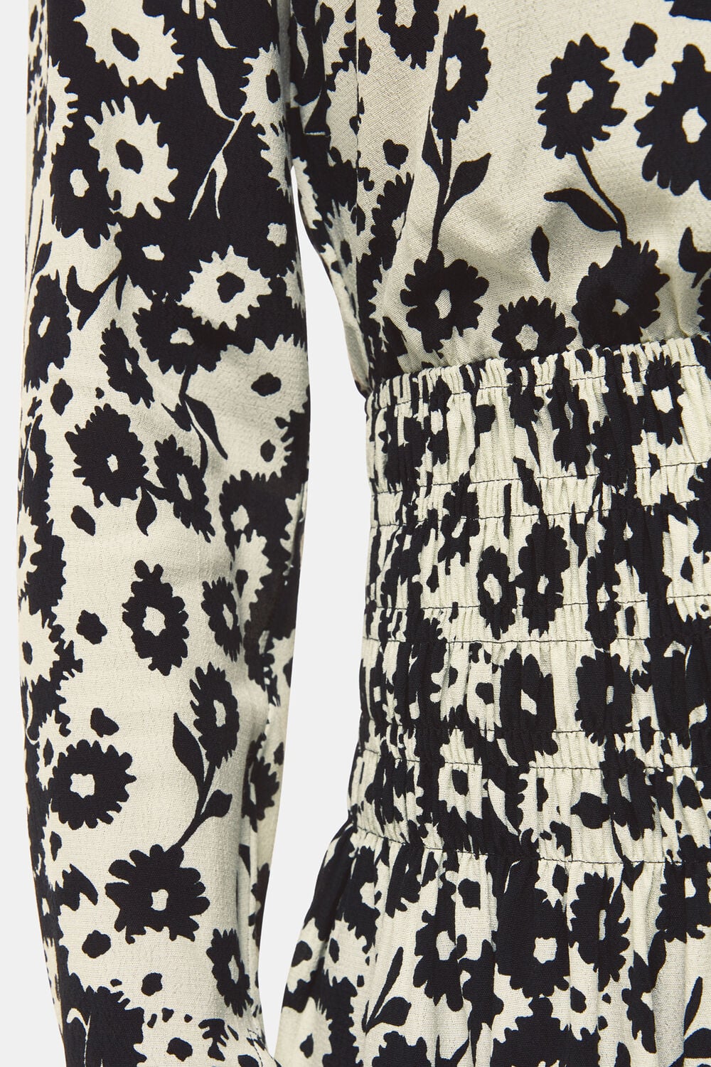 Black Riley Floral Shirred Dress